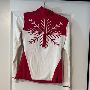 Obermeyer Red and White Ladies Sweater